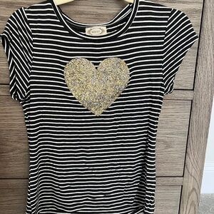 Joyfolie Mia Joy Girls Stretch Striped Heart Tee Top 14